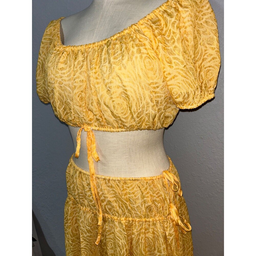 Reformation Valeria Women's Puff Sleeve Crop Top & Midi Skirt Set Size 8 NWT - Picture 4 of 11